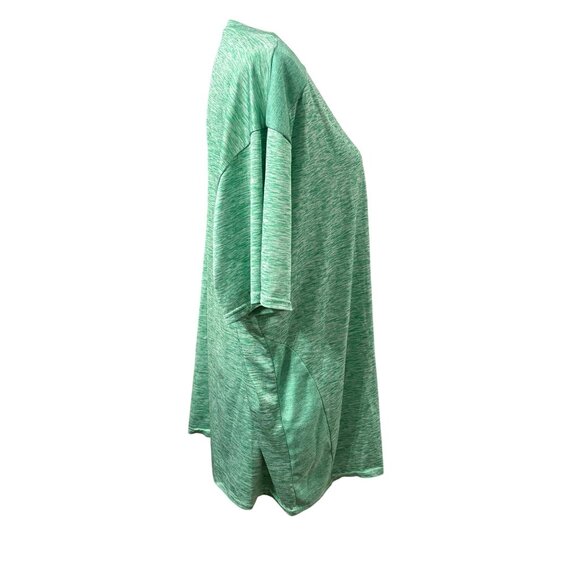 Green Heathered V-Neck Tunic Unisex Top Size 3XL Relaxed Fit Short Sleeve - Picture 4 of 10